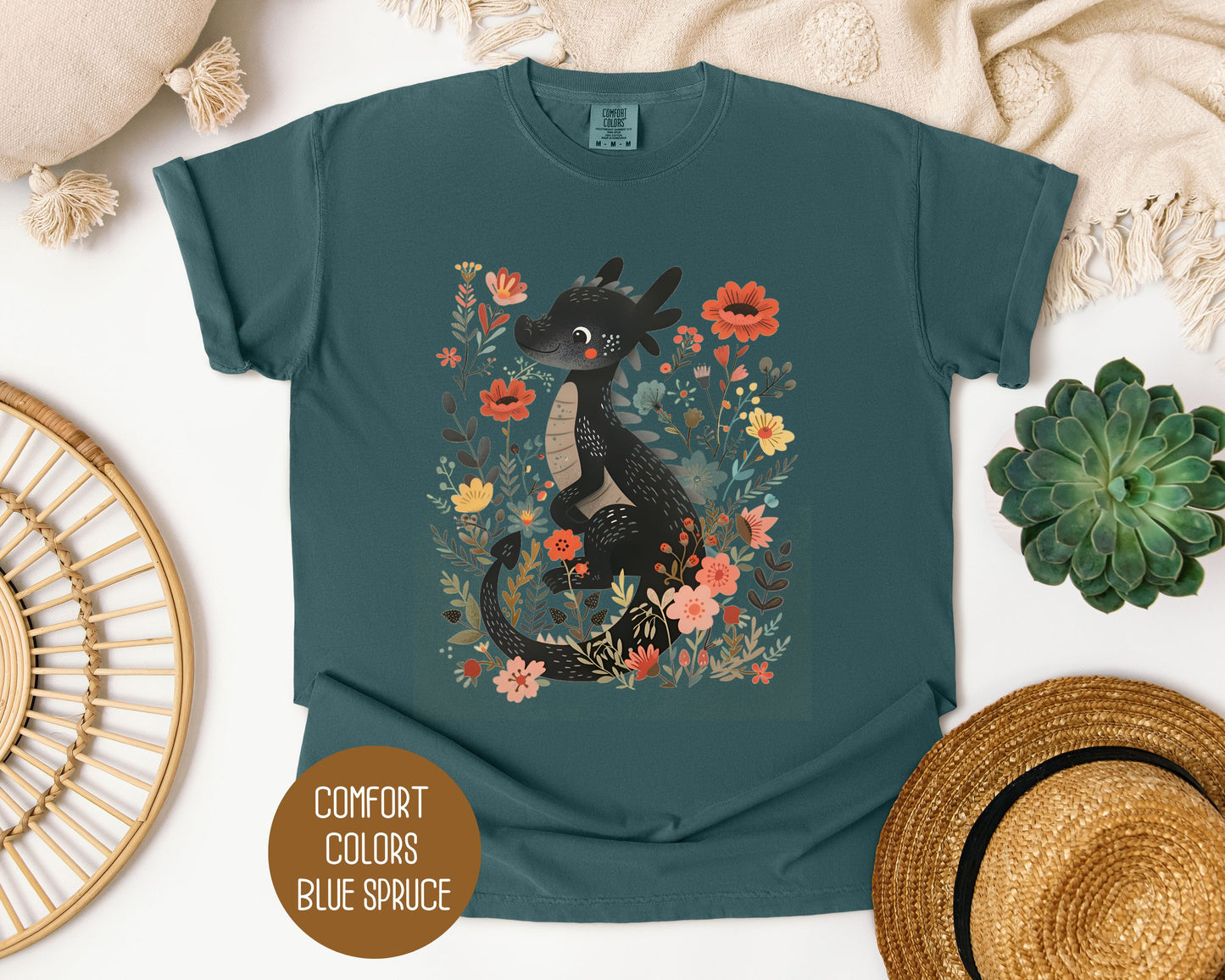 Floral Dragon Comfort Colors Shirt