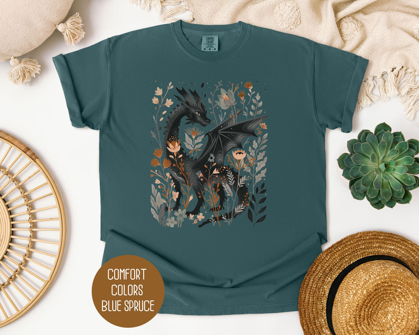 Retro Floral Dragon Comfort Colors Shirt