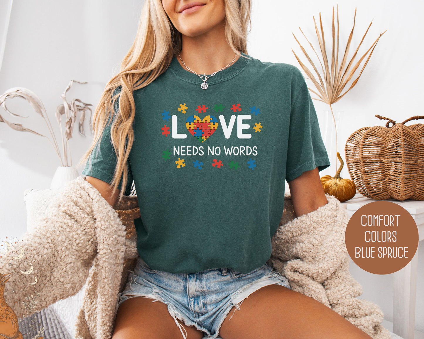 Love Needs No Words Autism Awareness Comfort Colors Shirt