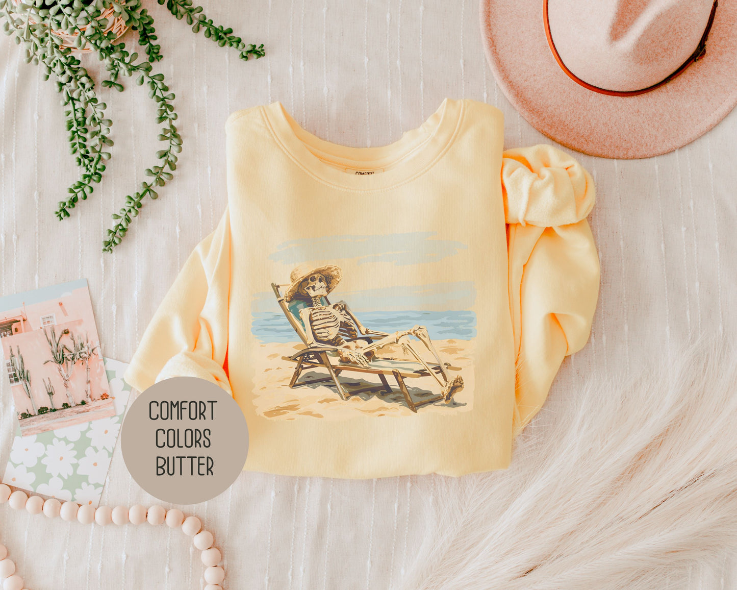 Skeleton Beach Life Comfort Colors Sweatshirt