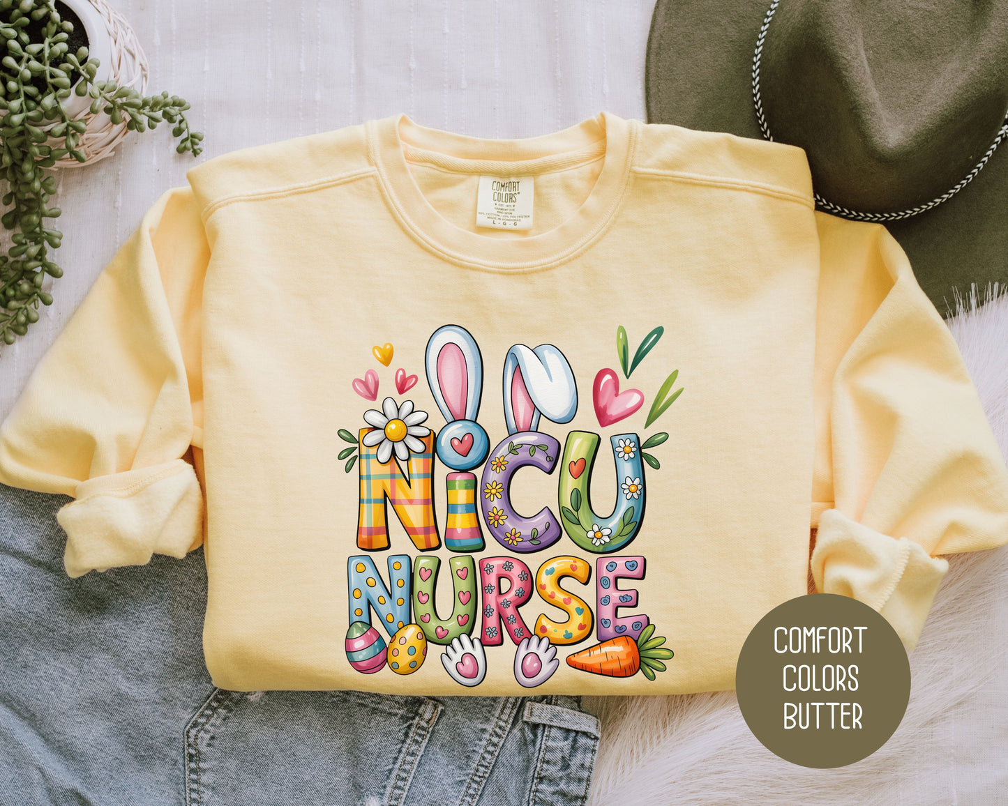 NICU Easter Nurse Comfort Colors Sweatshirt Sweatshirt  CreativeSpecialTs