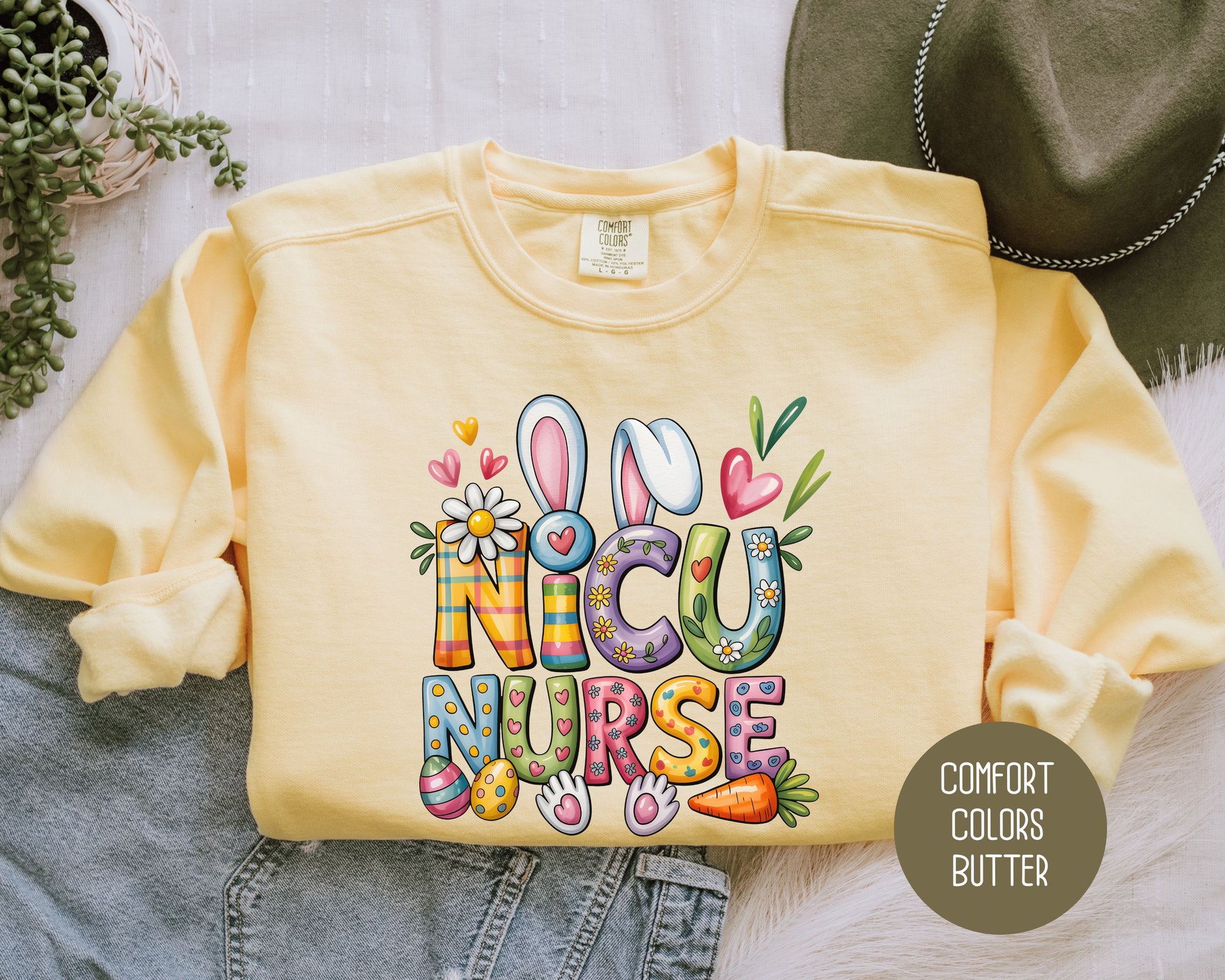 NICU Easter Nurse Comfort Colors Sweatshirt Sweatshirt  CreativeSpecialTs