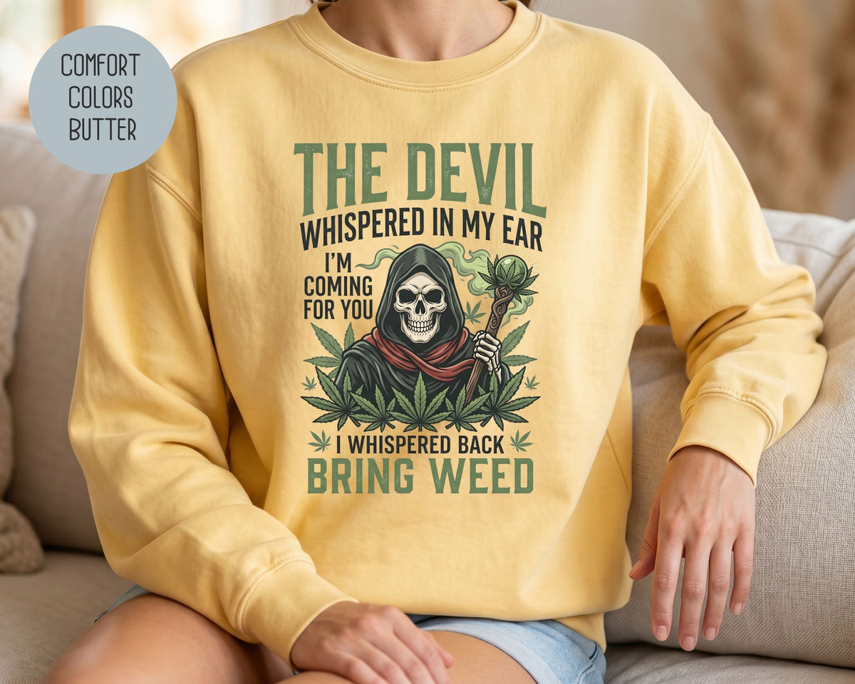 Devil Reaper Weed Comfort Colors Sweatshirt Sweatshirt  CreativeSpecialTs