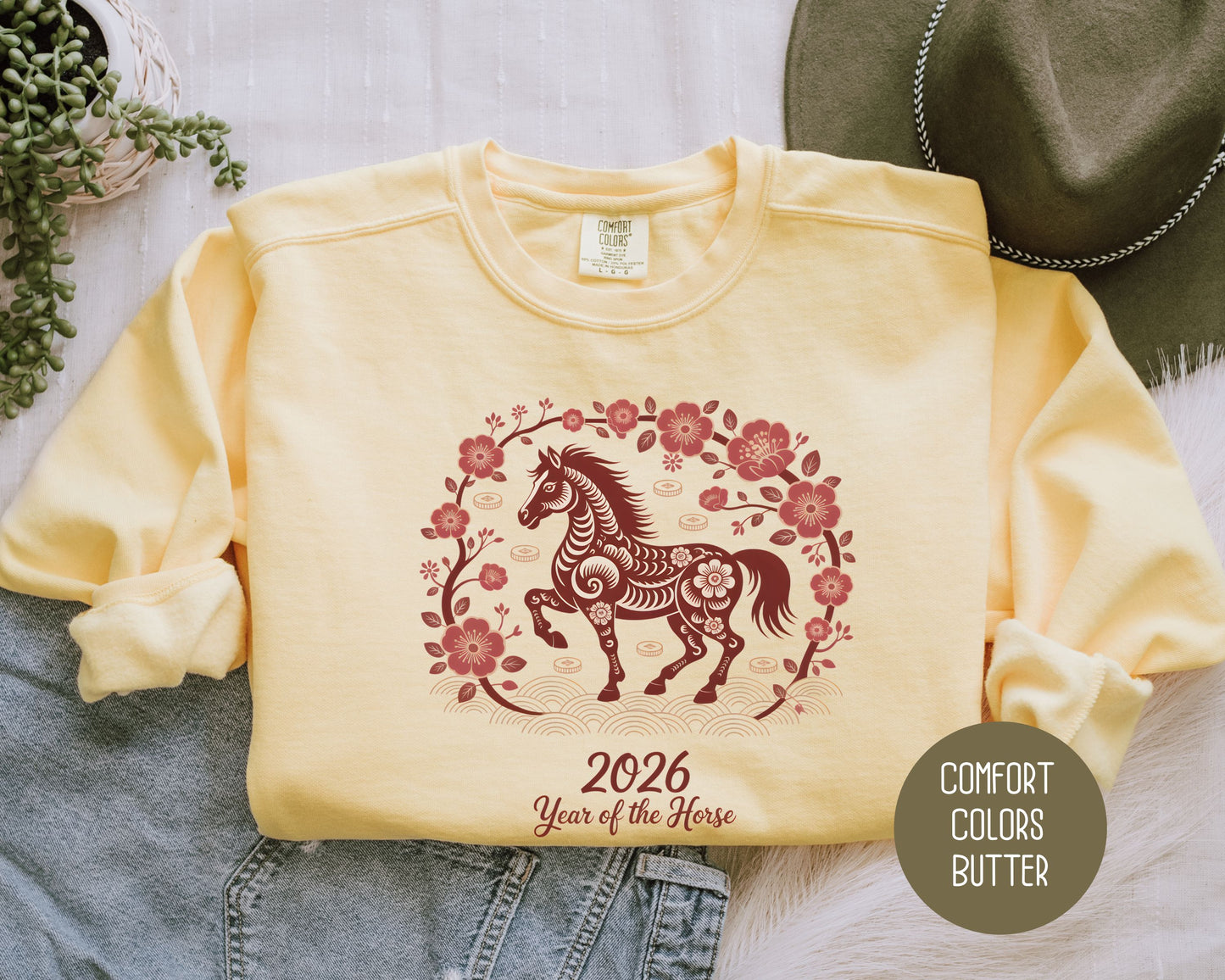 2026 Year of the Horse Chinese New Year Comfort Colors Sweatshirt Sweatshirt CreativeSpecialTs
