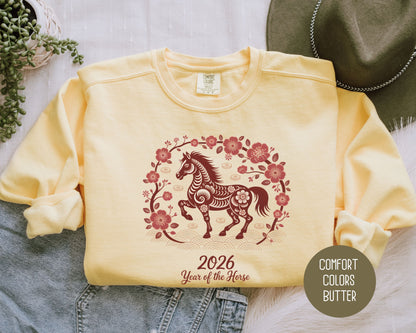 2026 Year of the Horse Chinese New Year Comfort Colors Sweatshirt Sweatshirt CreativeSpecialTs