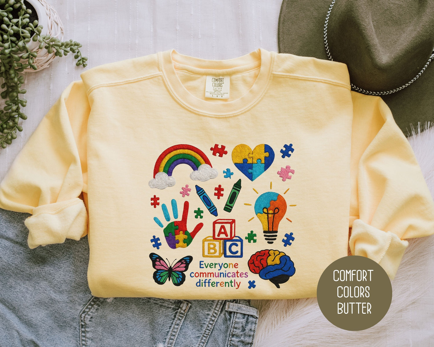 Autism Everyone Communicates Differently Comfort Colors Sweatshirt