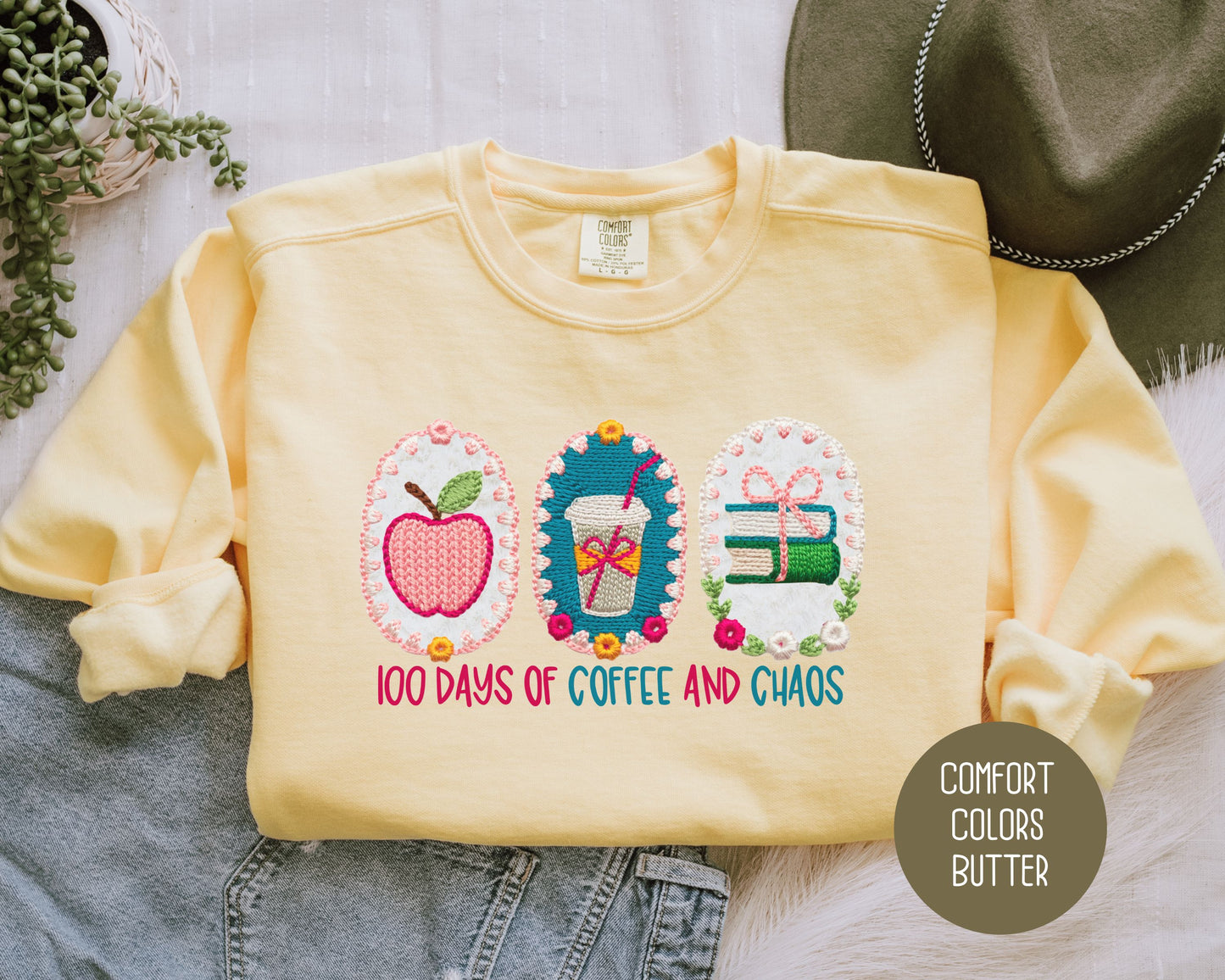 100 Days Of Coffee & Chaos Comfort Colors Sweatshirt