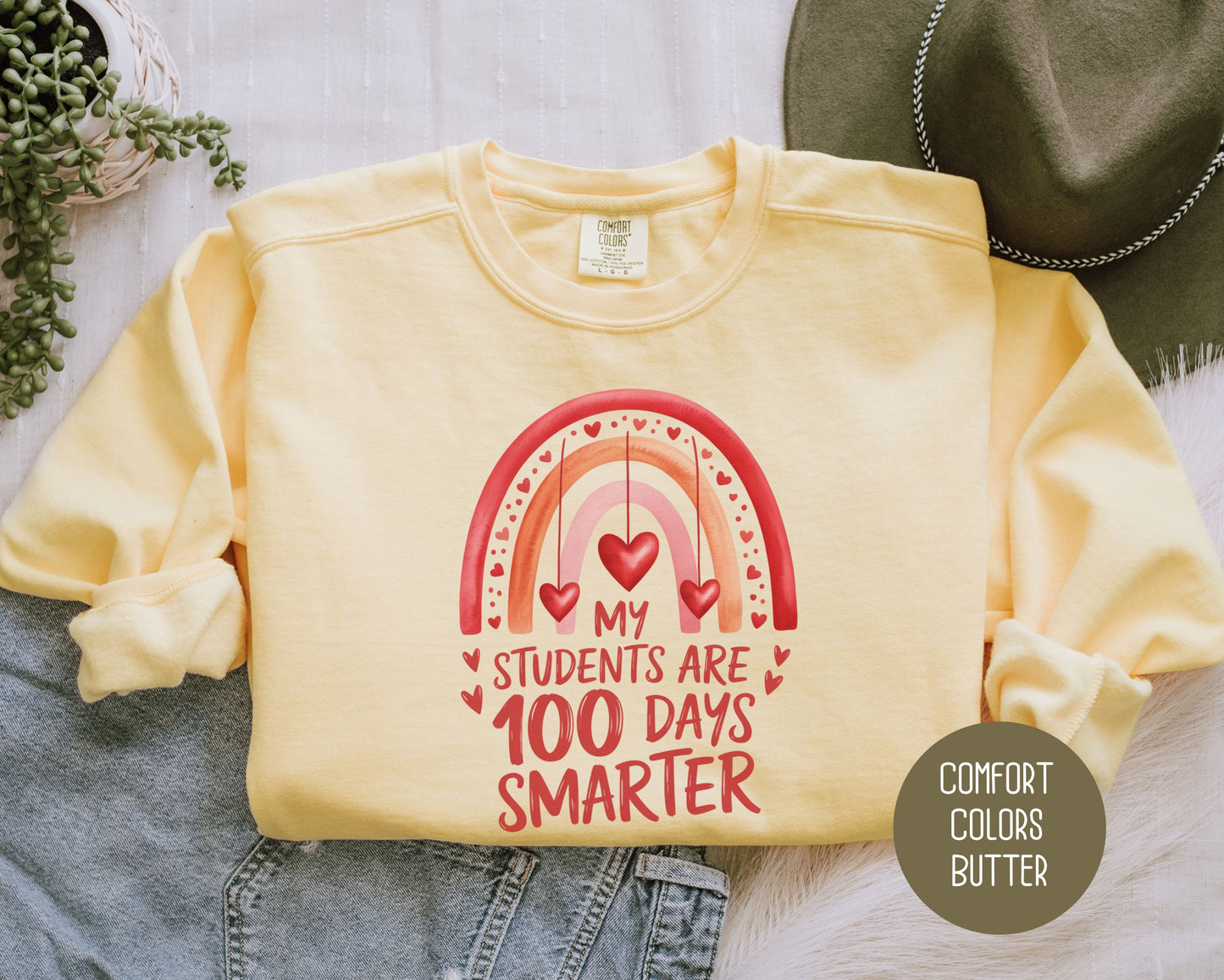 My Students are 100 Days Smarter Comfort Colors Sweatshirt Sweatshirt CreativeSpecialTs