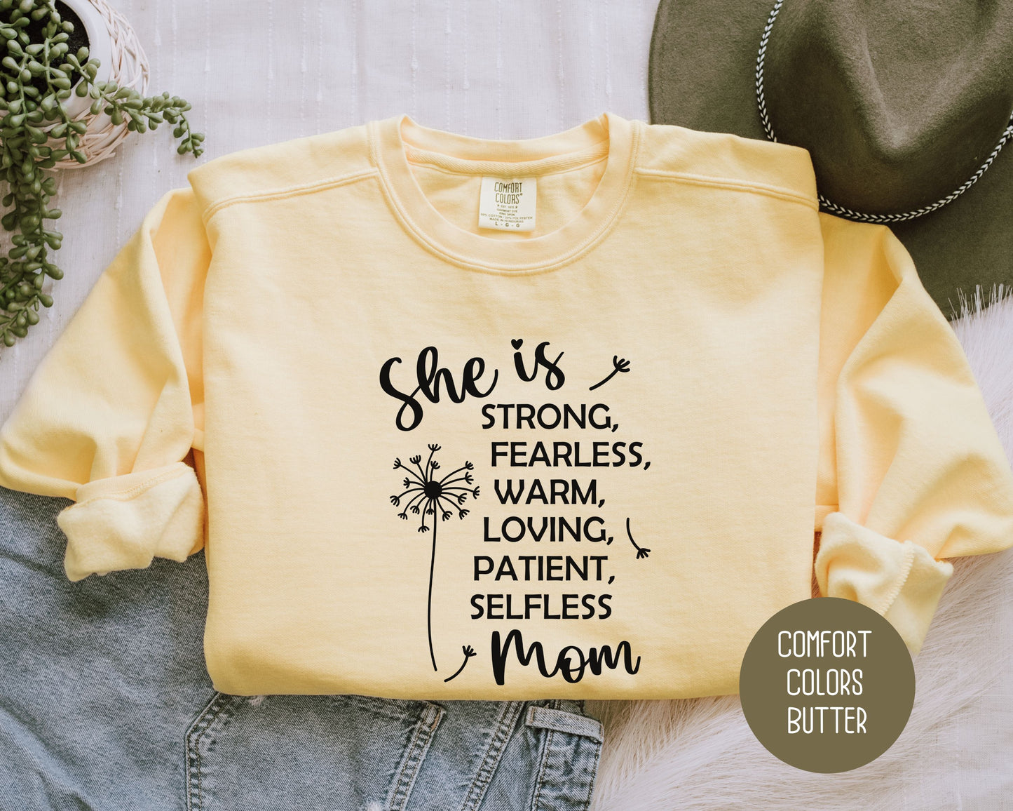 She Is a Strong Mom Comfort Colors Sweatshirt