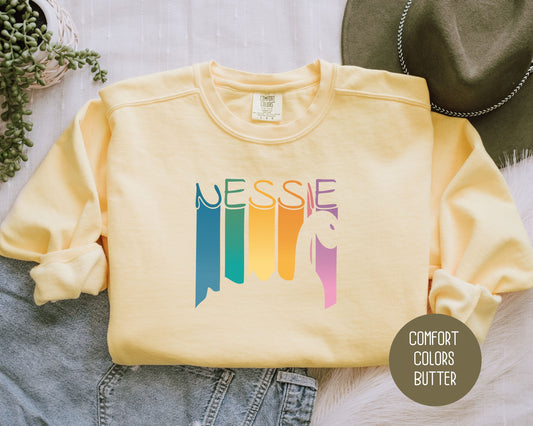 Retro Nessie Rainbow Comfort Colors Sweatshirt