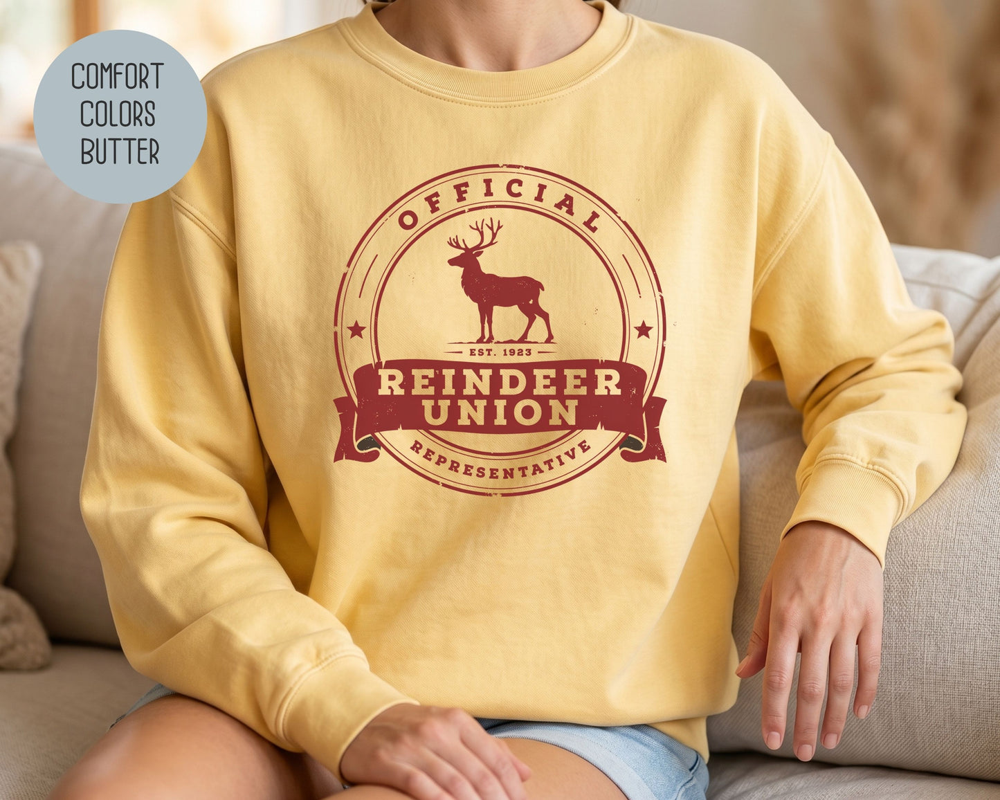 Official Reindeer Union Representative Comfort Colors Sweatshirt Sweatshirt  CreativeSpecialTs