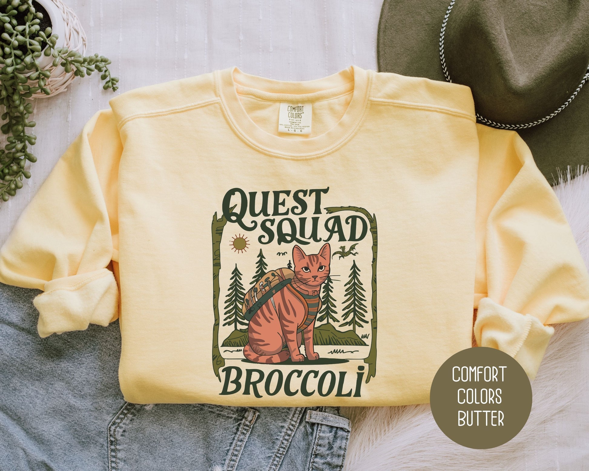 Quest Squad Broccoli the Fierce Comfort Colors Sweatshirt Sweatshirt  CreativeSpecialTs