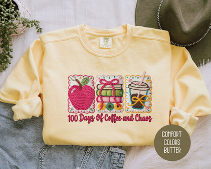100 Days Of Coffee & Chaos Comfort Colors Sweatshirt