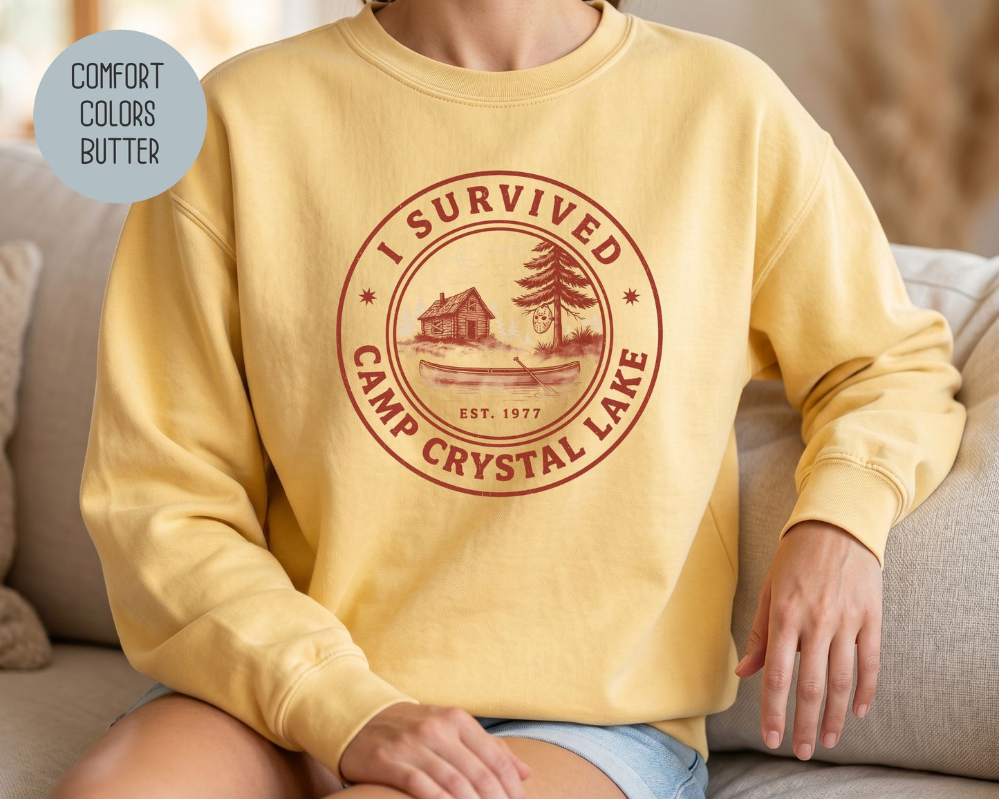 I Survived Camp Crystal Lake Comfort Colors Sweatshirt Sweatshirt  CreativeSpecialTs