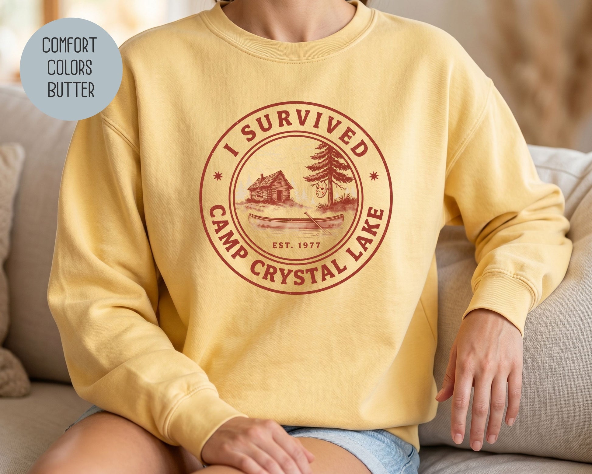 I Survived Camp Crystal Lake Comfort Colors Sweatshirt Sweatshirt  CreativeSpecialTs