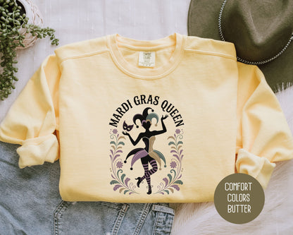 Mardi Gras Queen Comfort Colors Sweatshirt Sweatshirt CreativeSpecialTs