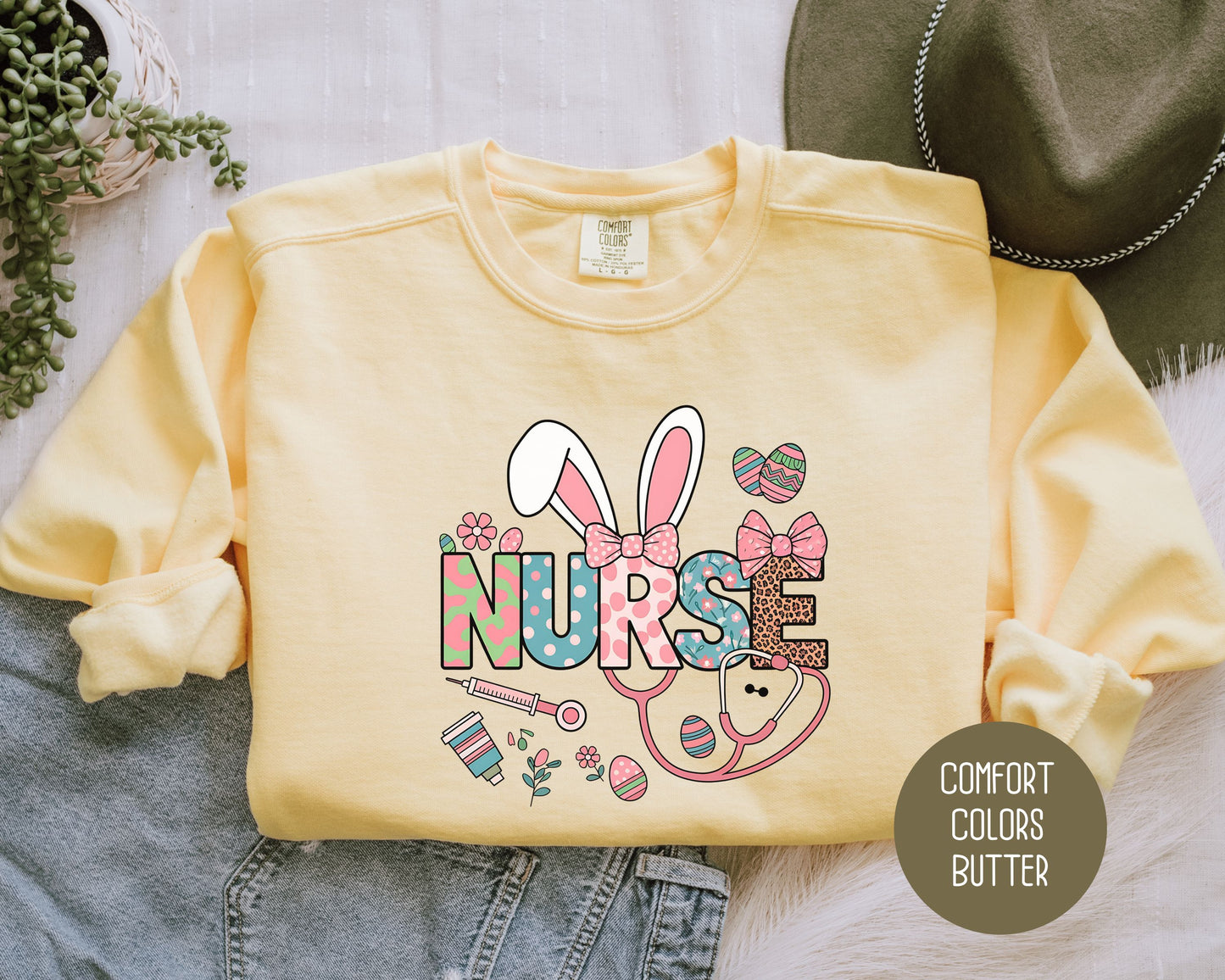 Easter Nurse Comfort Colors Sweatshirt - CreativeSpecialTs