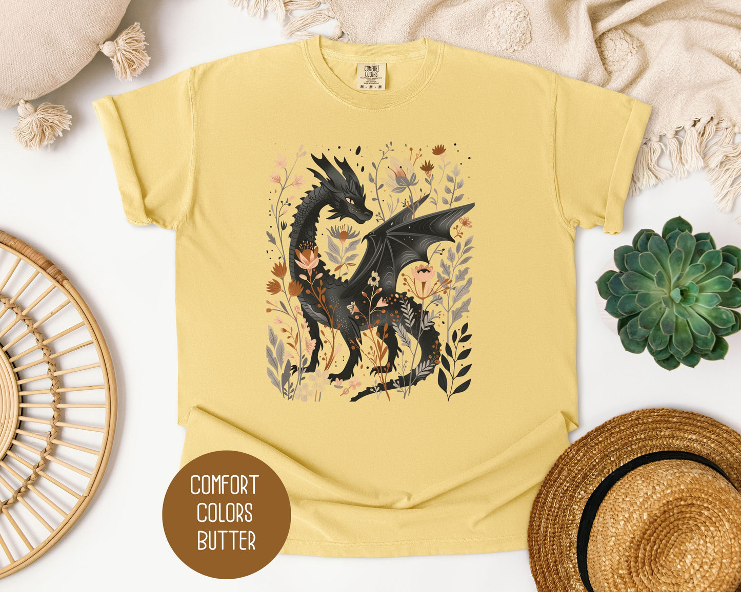 Retro Floral Dragon Comfort Colors Shirt