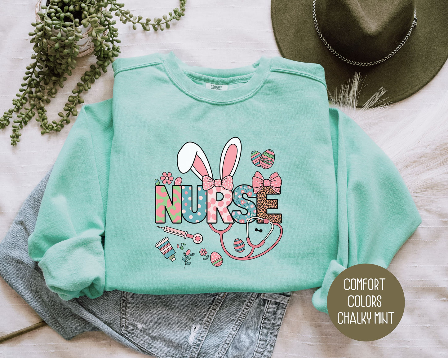 Easter Nurse Comfort Colors Sweatshirt - CreativeSpecialTs