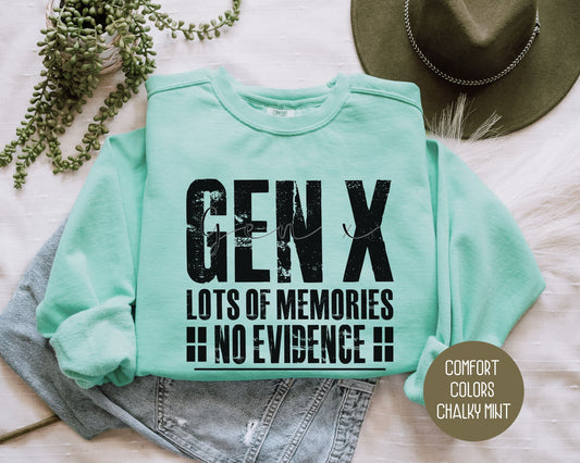 Gen X Lots of Memories No Evidence Comfort Colors Sweatshirt Sweatshirt CreativeSpecialTs