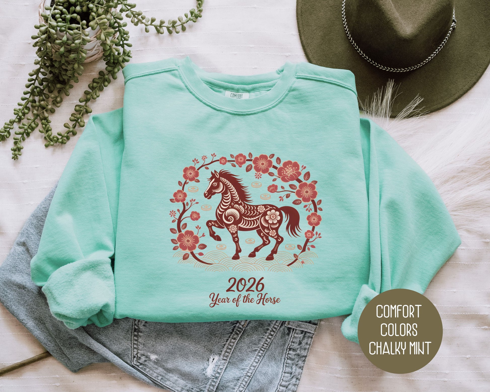 2026 Year of the Horse Chinese New Year Comfort Colors Sweatshirt Sweatshirt CreativeSpecialTs