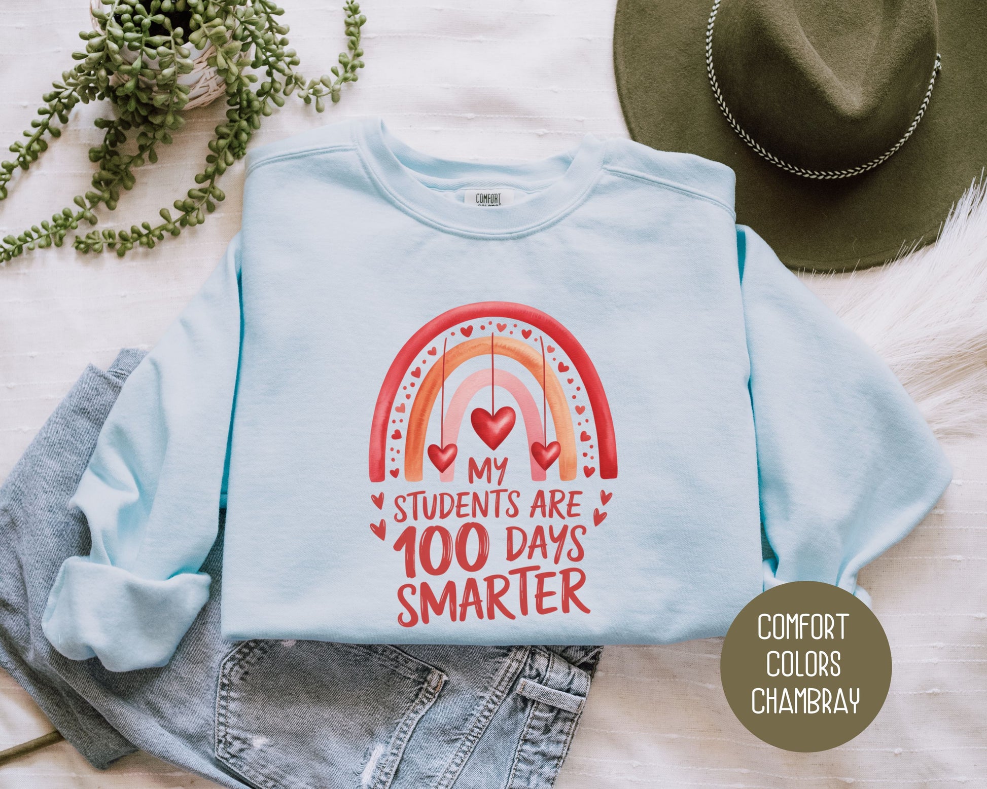 My Students are 100 Days Smarter Comfort Colors Sweatshirt Sweatshirt CreativeSpecialTs