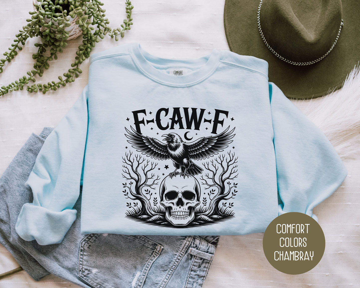 F-Caw-F Black Crow Raven Comfort Colors Sweatshirt