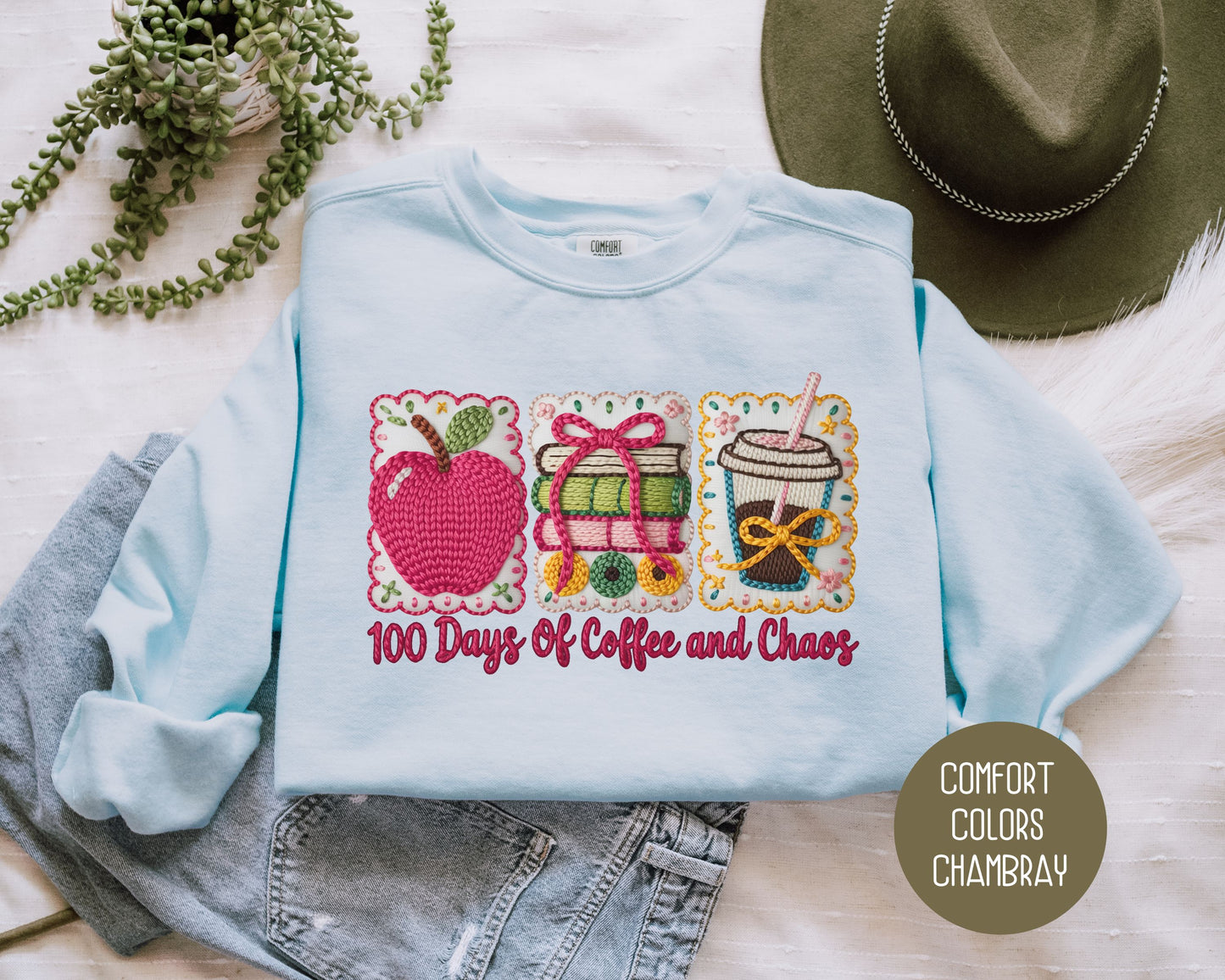 100 Days Of Coffee & Chaos Comfort Colors Sweatshirt