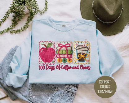100 Days Of Coffee & Chaos Comfort Colors Sweatshirt