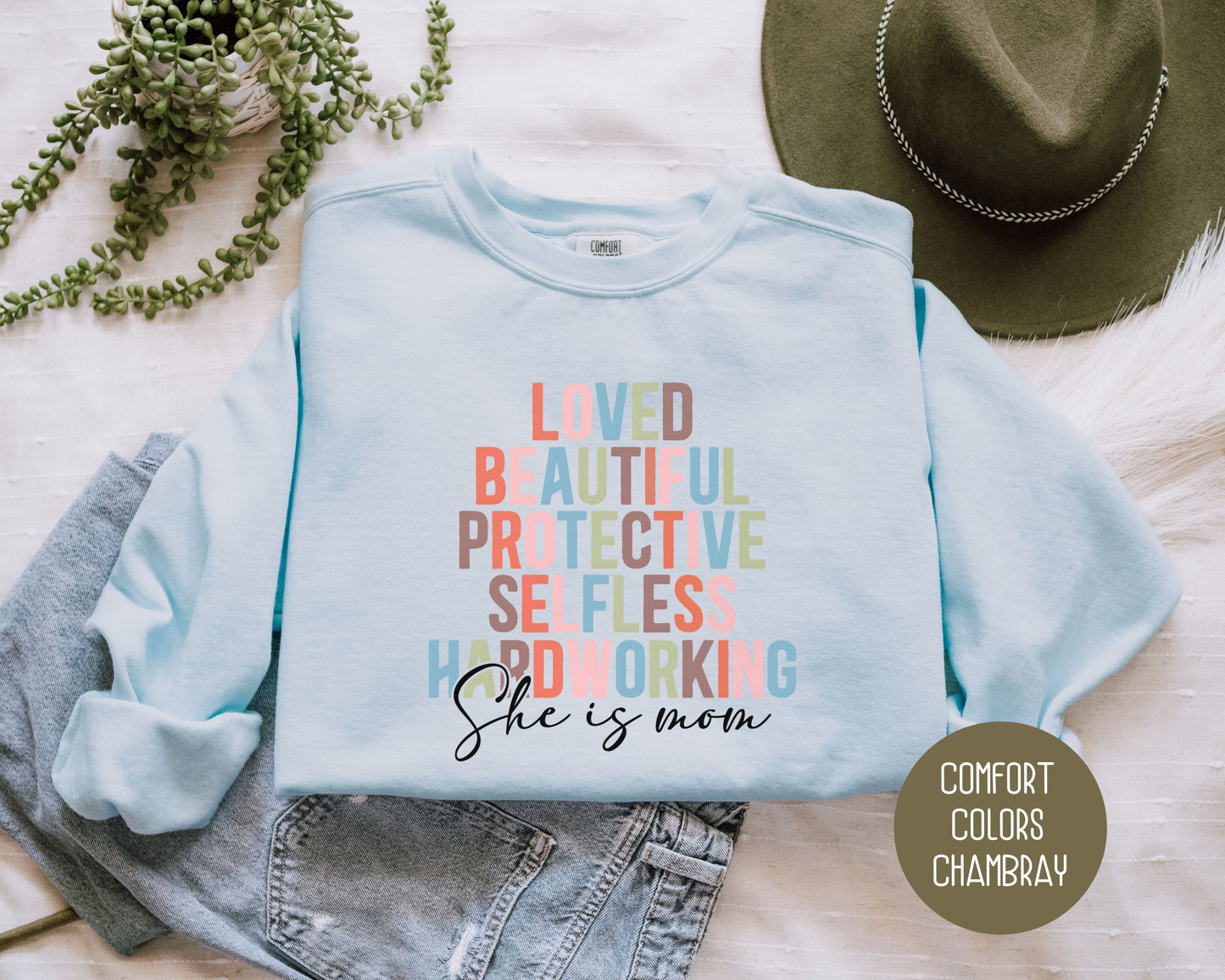 She Is Mom Comfort Colors Sweatshirt