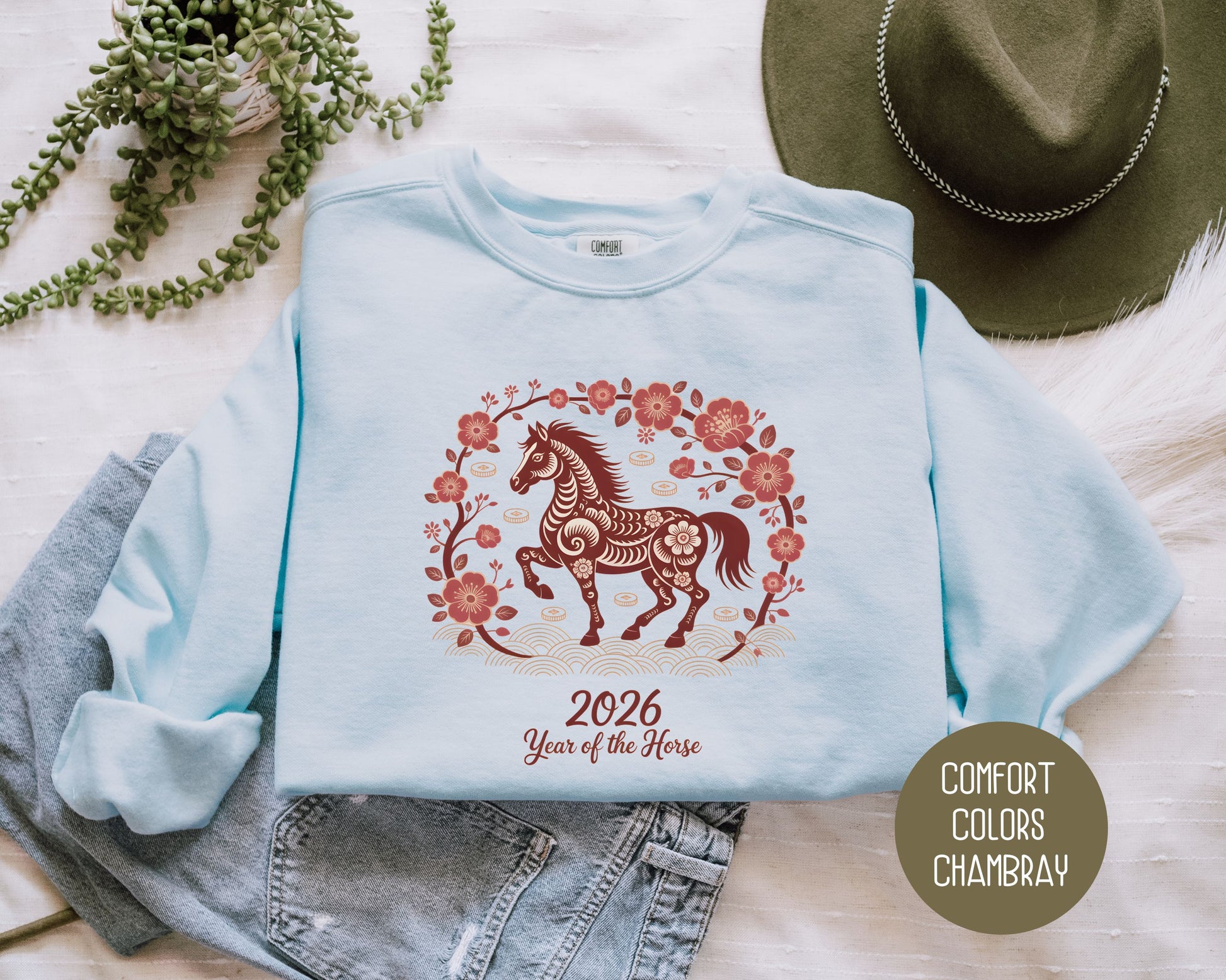 2026 Year of the Horse Chinese New Year Comfort Colors Sweatshirt Sweatshirt CreativeSpecialTs
