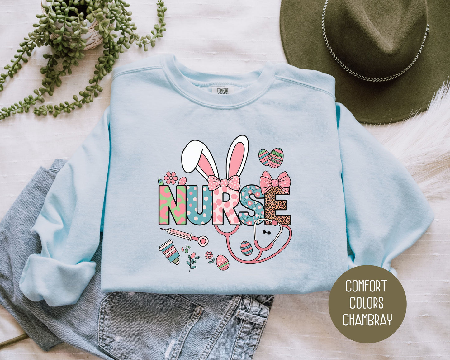 Easter Nurse Comfort Colors Sweatshirt - CreativeSpecialTs