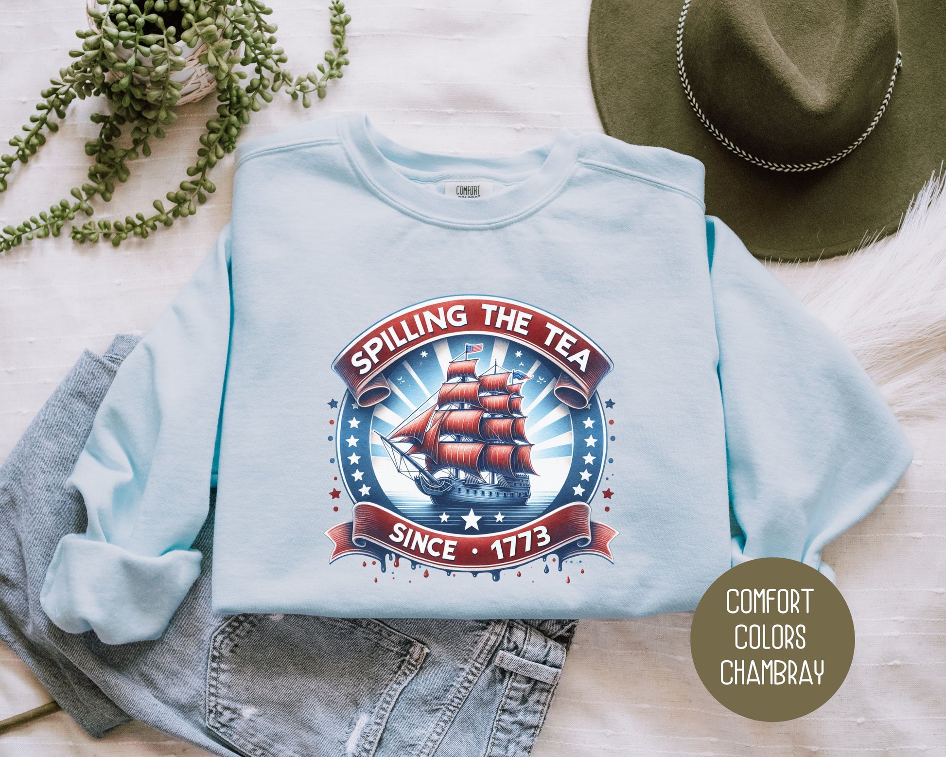 Spilling the Tea Since 1773 Comfort Colors Sweatshirt Sweatshirt CreativeSpecialTs