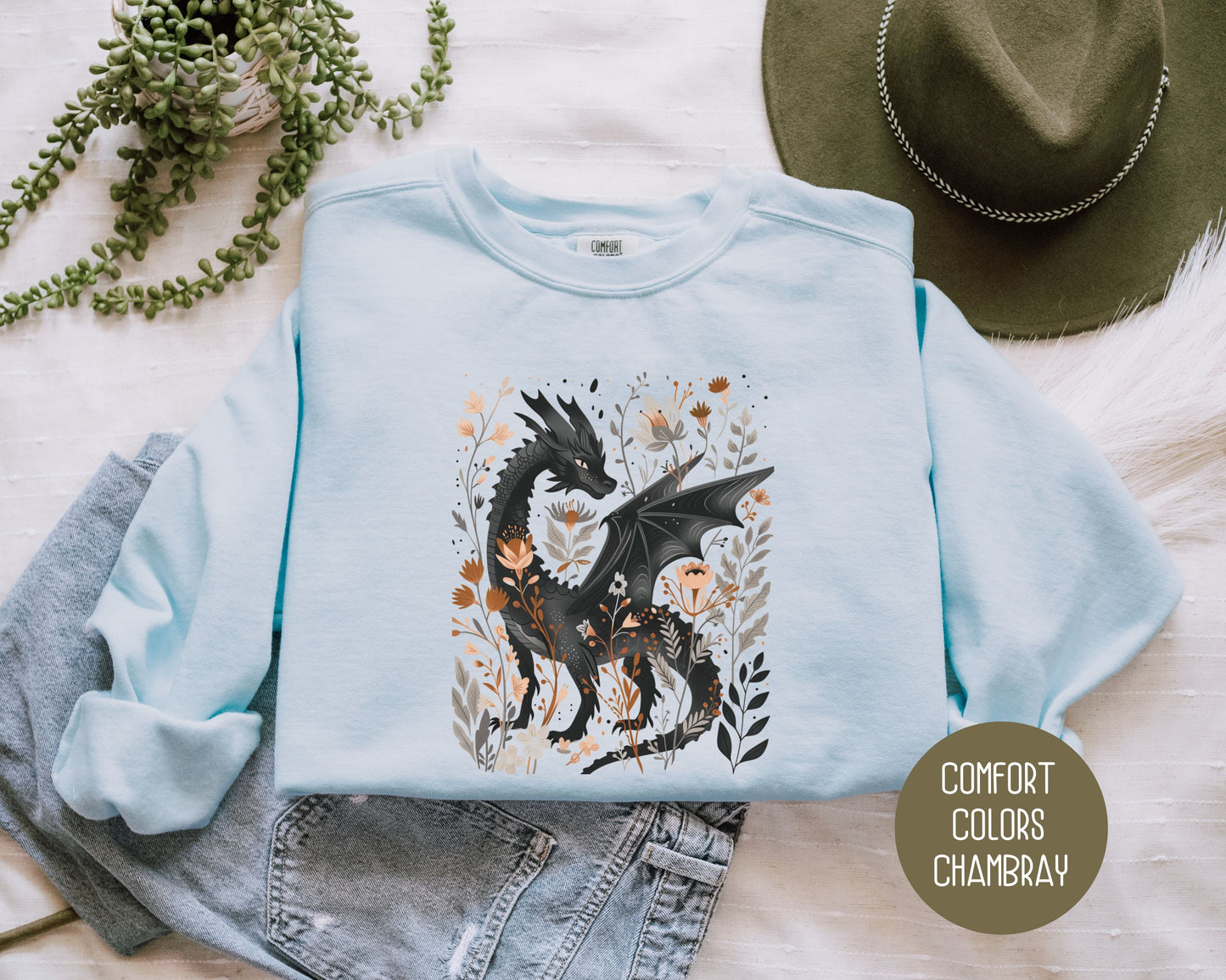 Retro Floral Dragon Comfort Colors Sweatshirt