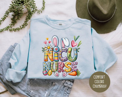 NICU Easter Nurse Comfort Colors Sweatshirt Sweatshirt  CreativeSpecialTs