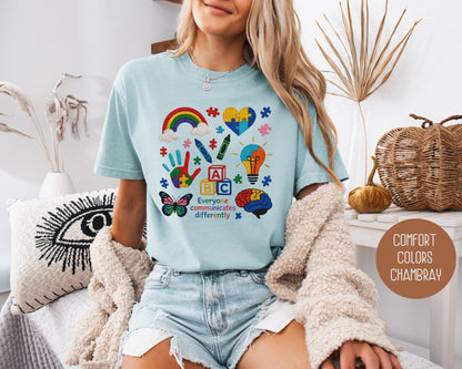 Autism Everyone Communicates Differently Comfort Colors Shirt