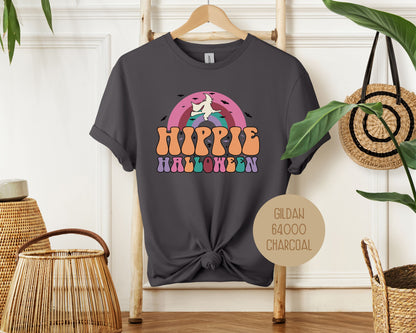 Hippie Halloween Retro Witch Rainbow Shirt