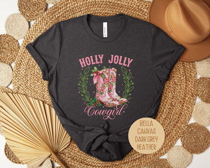 Holly Jolly Cowgirl Western Christmas Shirt