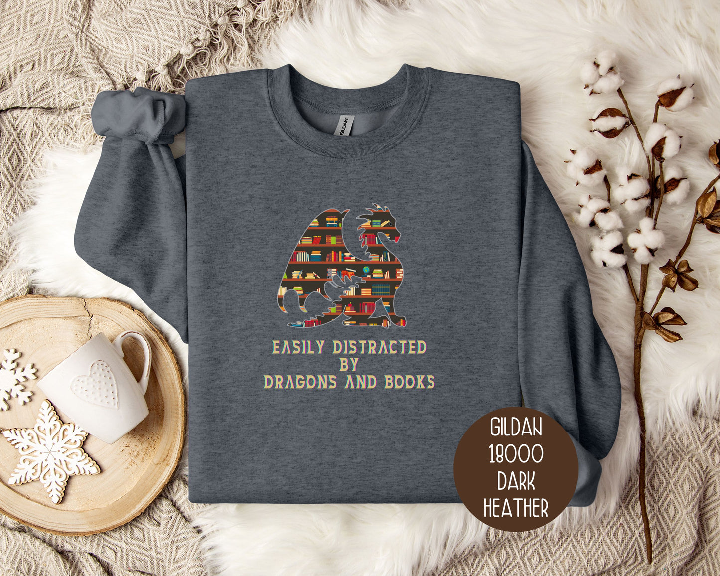 Easily Distracted by Dragons & Books Sweatshirt