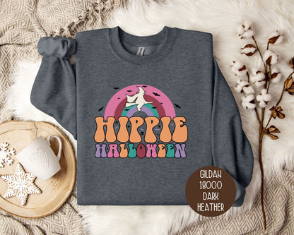 Hippie Halloween Retro Witch Rainbow Sweatshirt