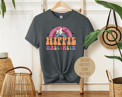 Hippie Halloween Retro Witch Rainbow Shirt