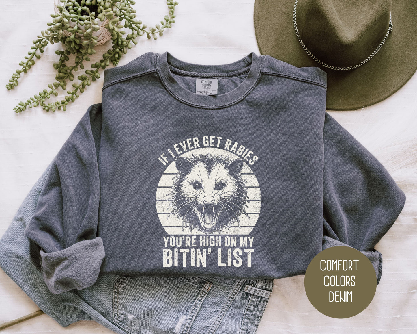 If I Ever Get Rabies You're High on My Bitin' List Comfort Colors Sweatshirt