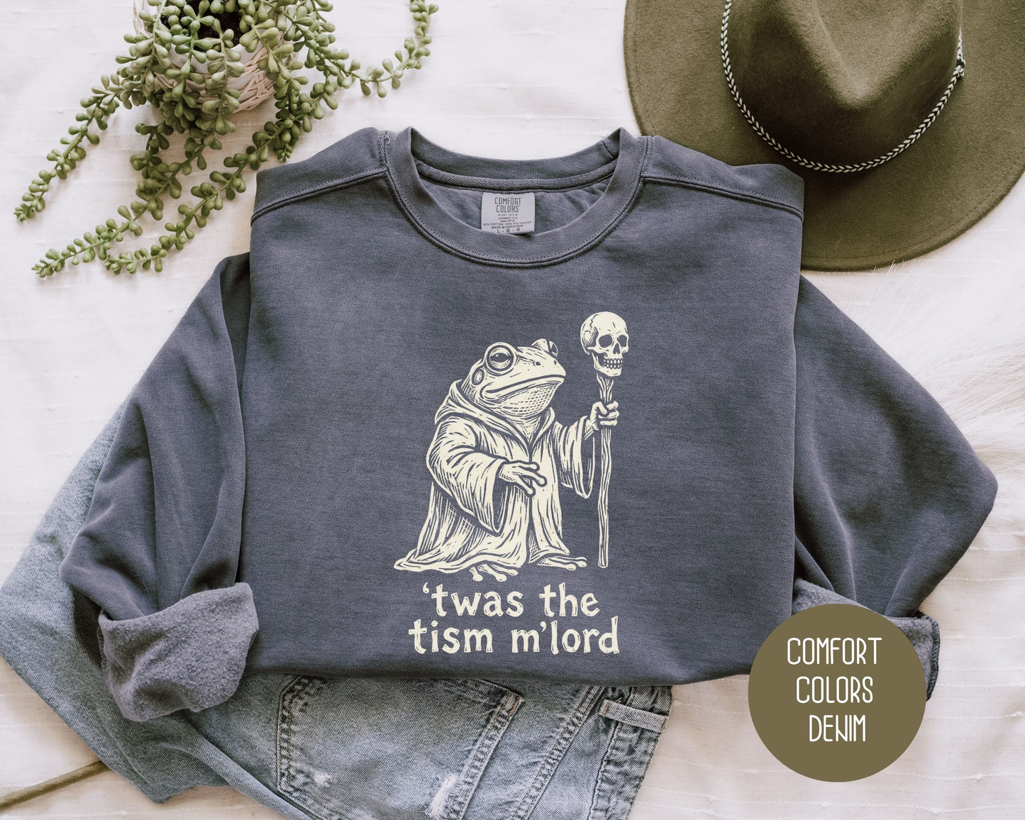 Twas the Tism M'Lord Autism Awareness Comfort Colors Sweatshirt Sweatshirt  Printify
