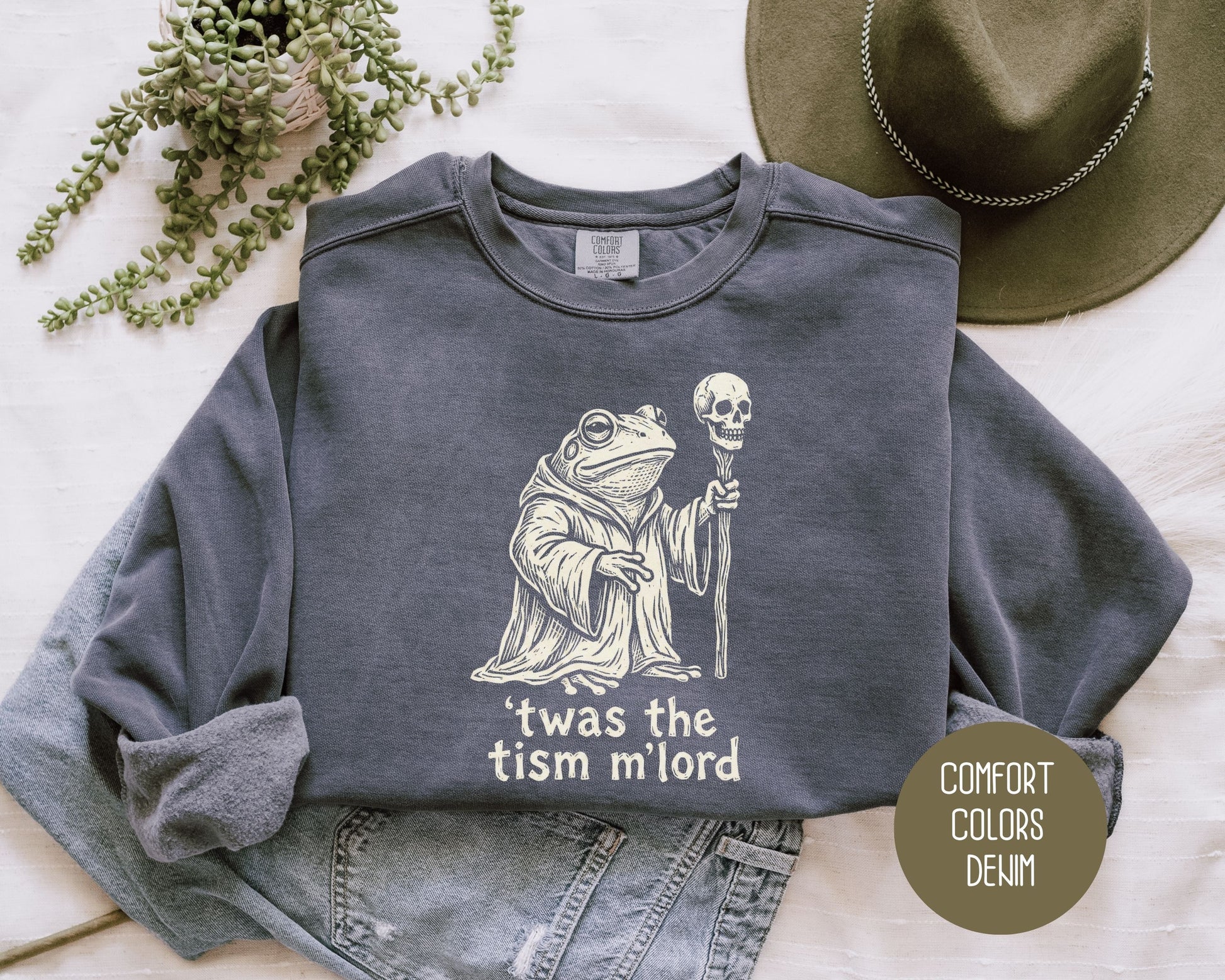 Twas the Tism M'Lord Autism Awareness Comfort Colors Sweatshirt Sweatshirt  Printify