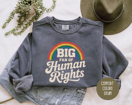 Big Fan of Human Rights Comfort Colors Sweatshirt