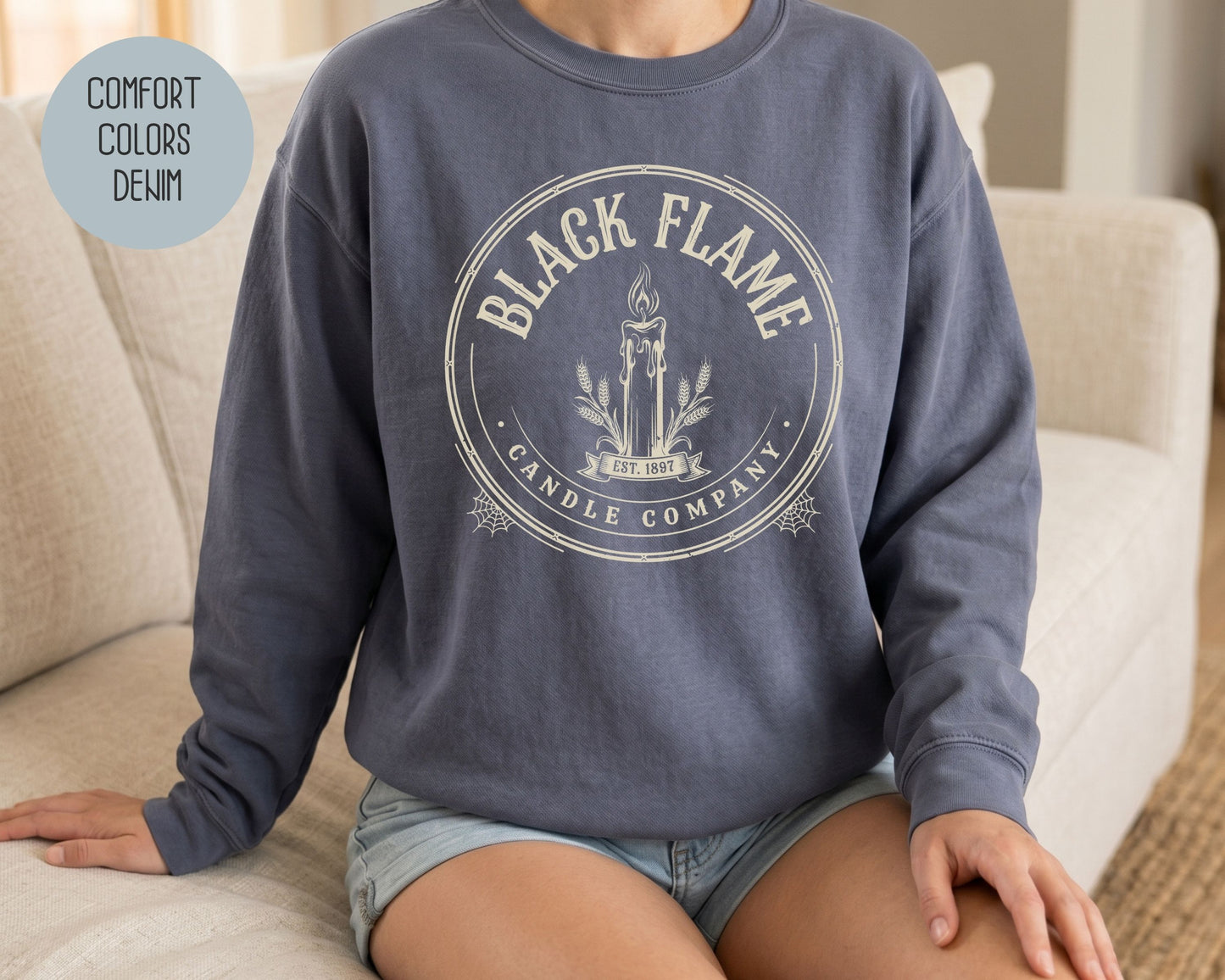Black Flame Candle Company Comfort Colors Sweatshirt Sweatshirt  CreativeSpecialTs