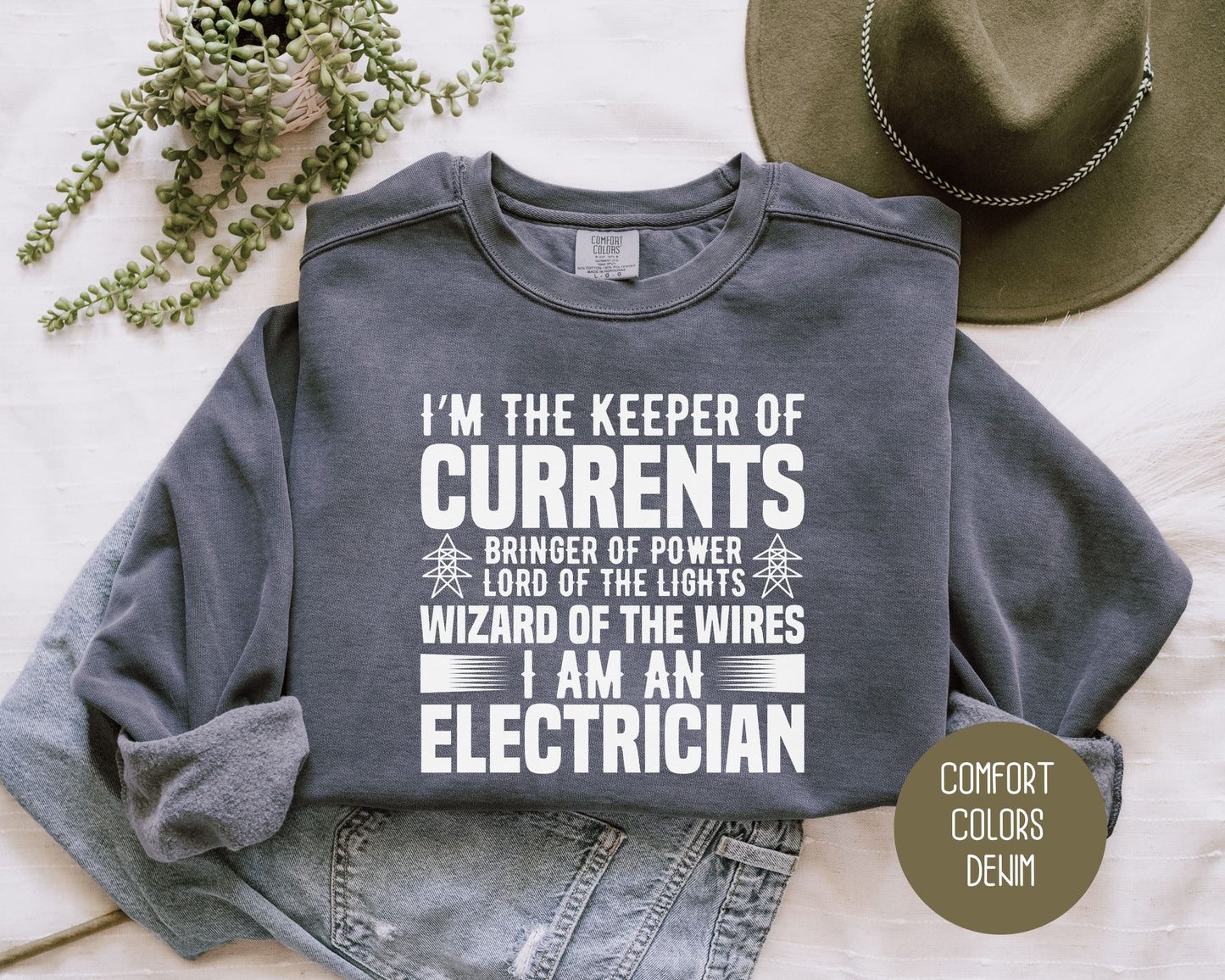 Wizard of the Wires I Am An Electrician Comfort Colors Sweatshirt Sweatshirt  CreativeSpecialTs