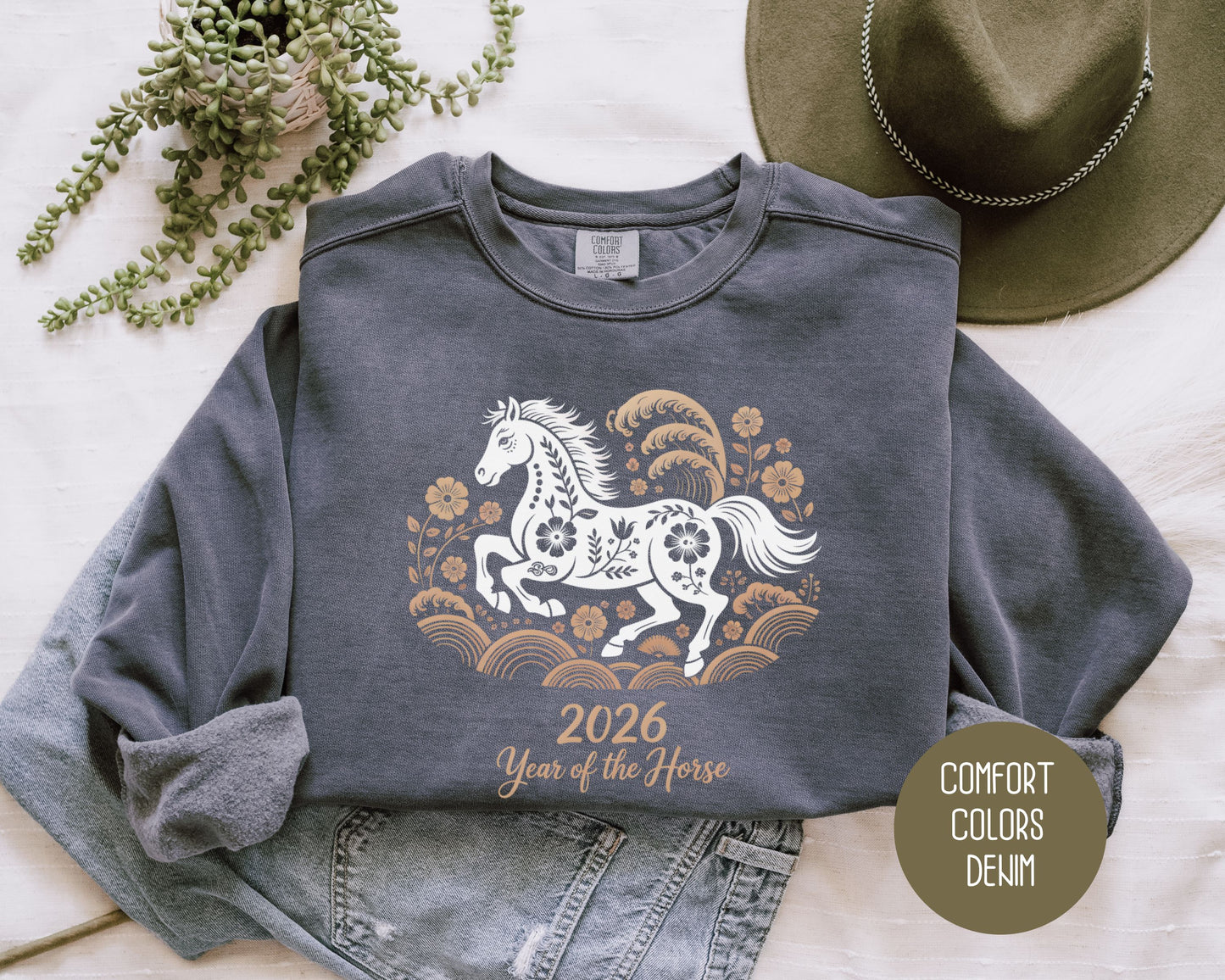 Year of the Horse 2026 Chinese New Year Comfort Colors Sweatshirt Sweatshirt  CreativeSpecialTs