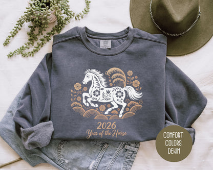 Year of the Horse 2026 Chinese New Year Comfort Colors Sweatshirt Sweatshirt  CreativeSpecialTs
