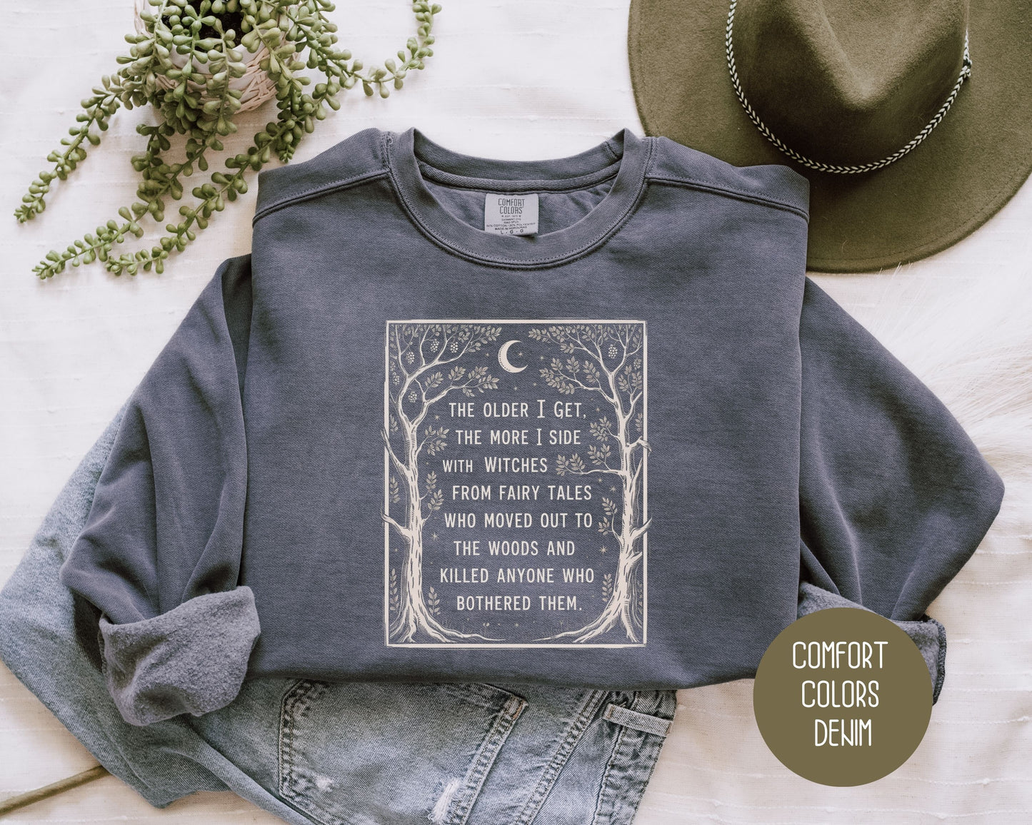 Side with Witches from Fairy Tales Comfort Colors Sweatshirt Sweatshirt  CreativeSpecialTs